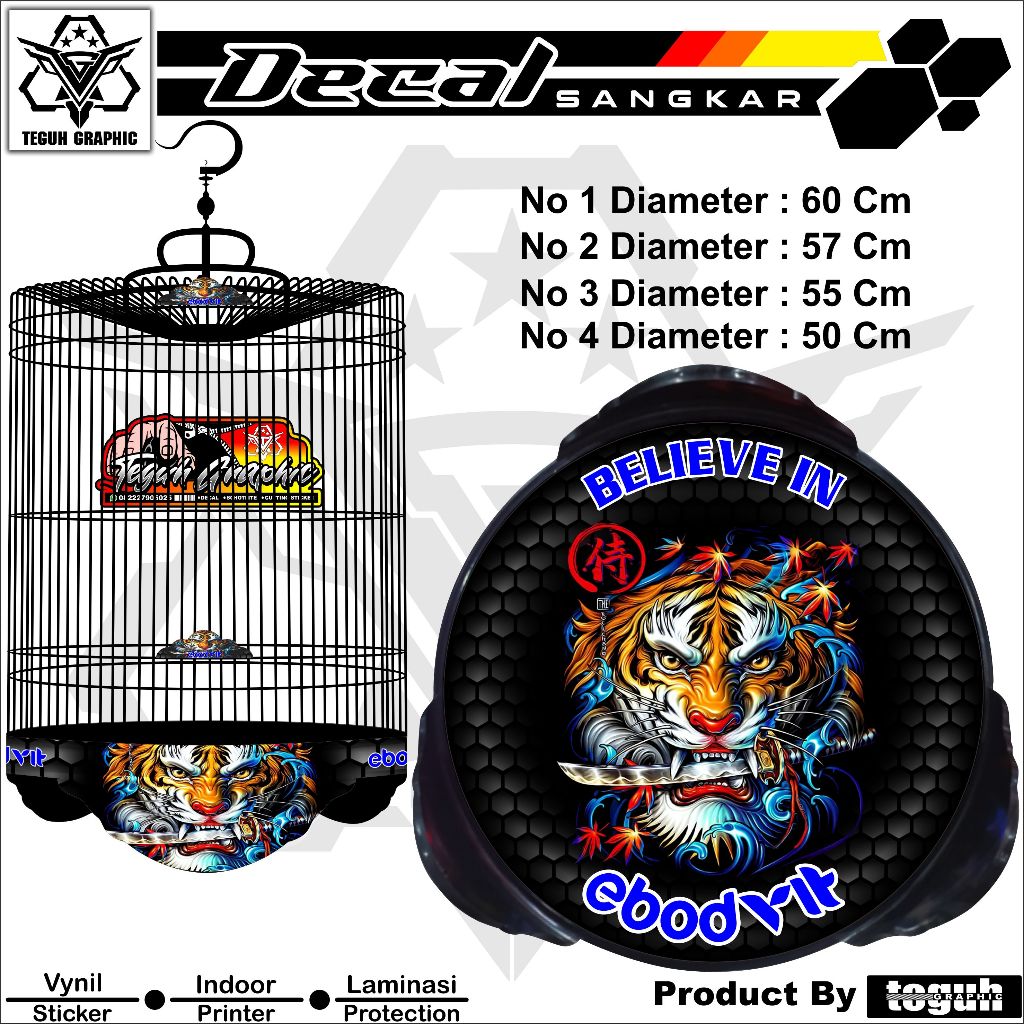 Stiker Sangkar Murai Motif Ebod Vit
