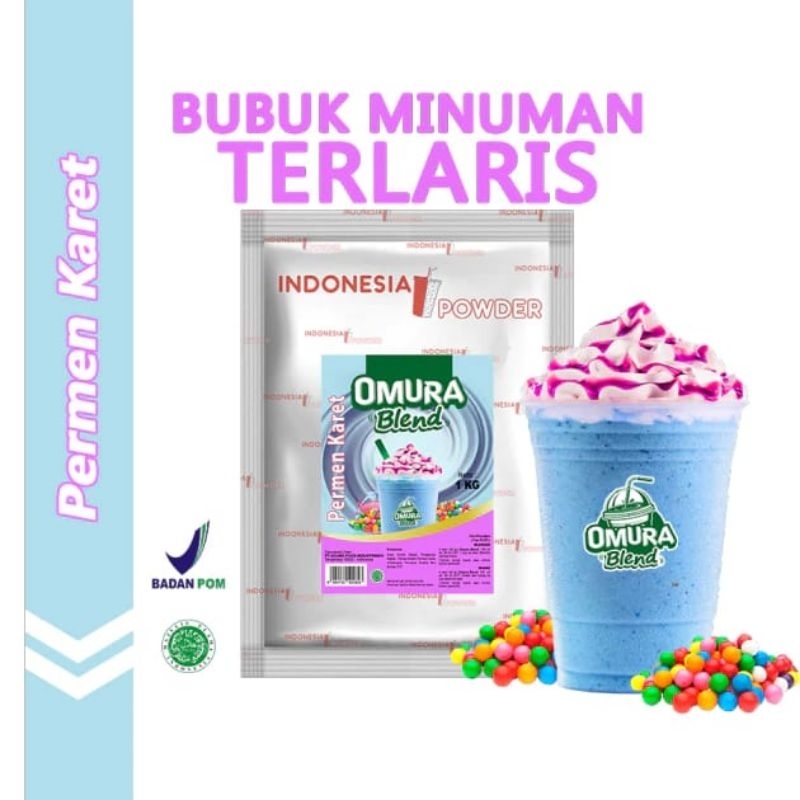 

Bubble Gum Biru 1Kg / Permen Karet / Bubuk Minuman Berkualitas Merk Omura Blend 1000gr