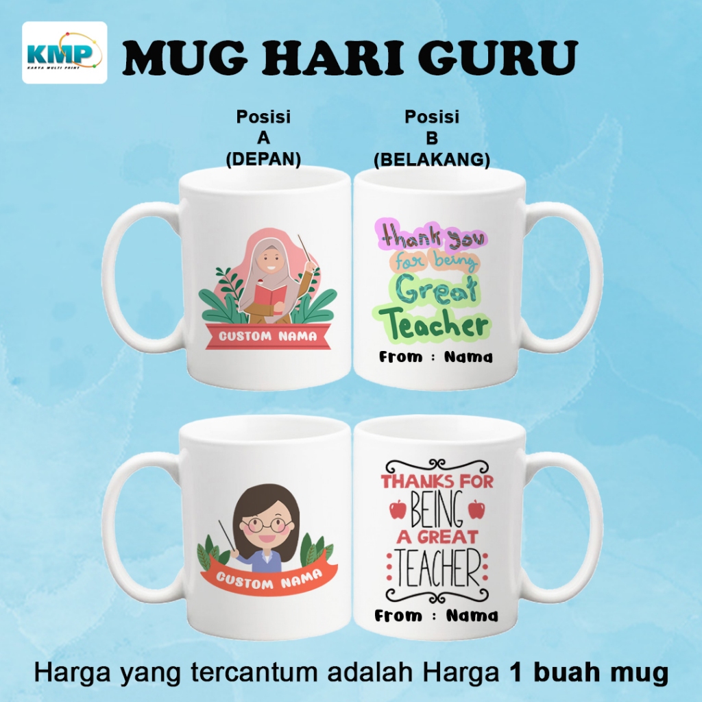 Mug Custom Tema Guru / Kado Guru / Hadiah Guru - terima kasih guru