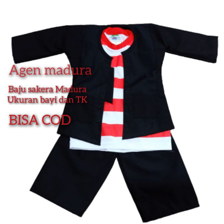 BAJU SAKERA MADURA jas hitam dan celana hitam (bayi-TK&SD)