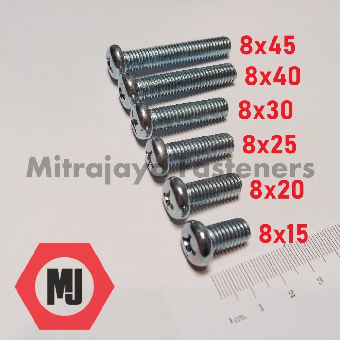 Baut JP M8x20 Obeng +