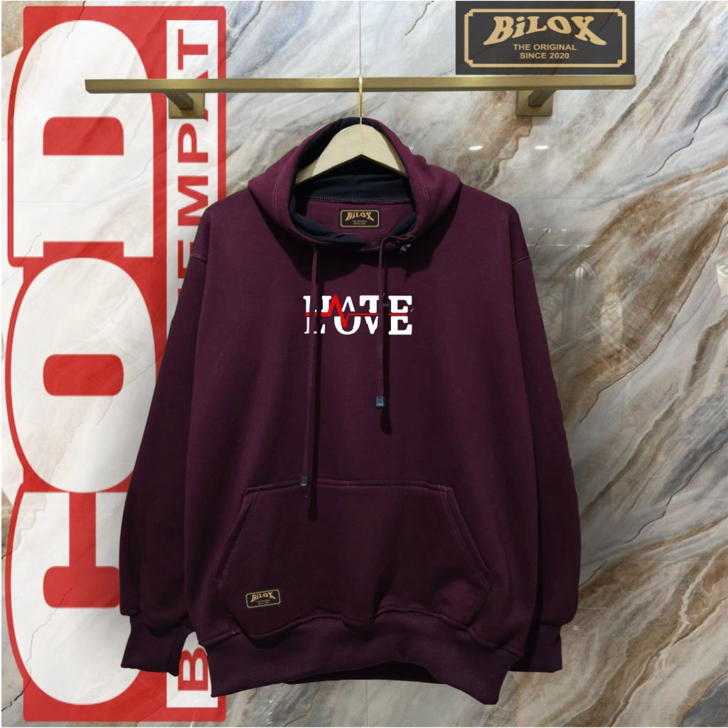 Sweater Pria Wanita Model Hoodie Sablon List Hate Love By Bilox