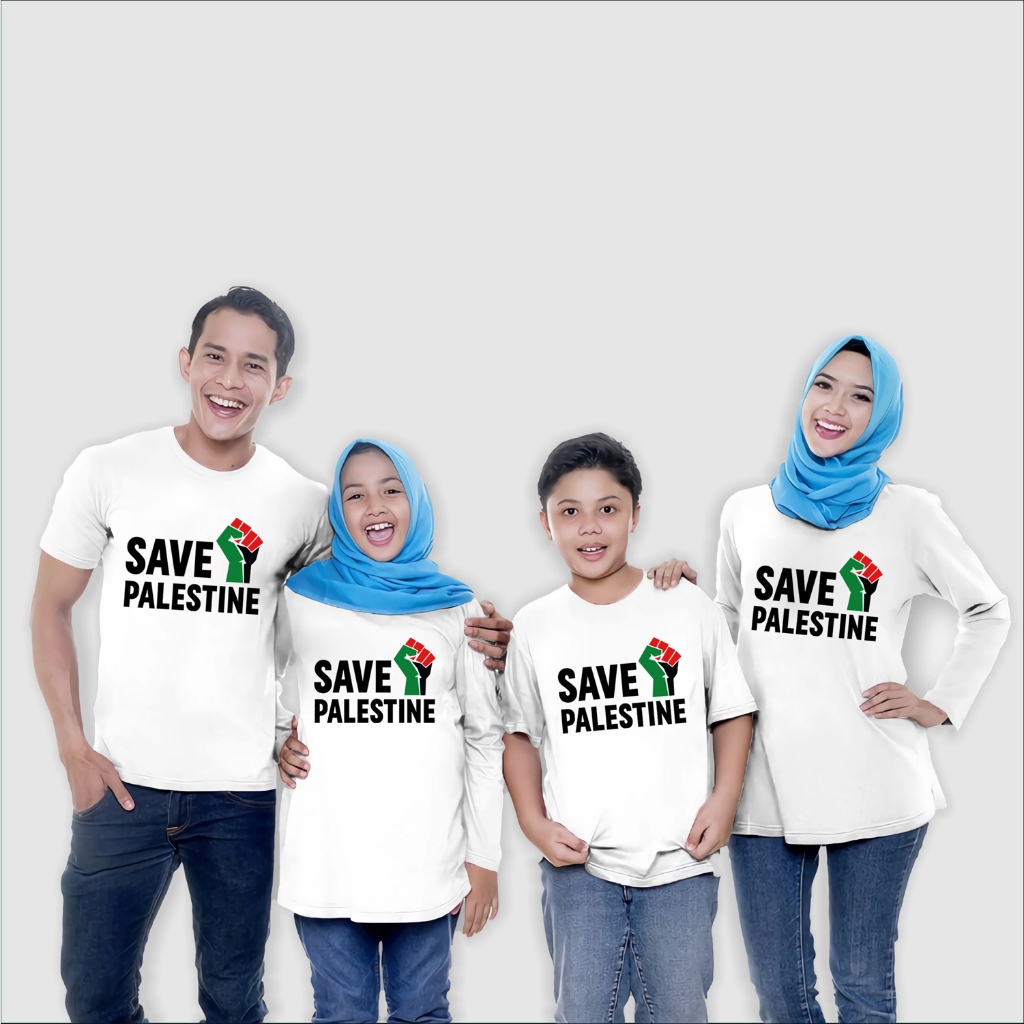 Kaos SAVE PALESTINE FREE PALESTINA FREEDOM / Kaos Couple Keluarga Perjuangan Star Goo