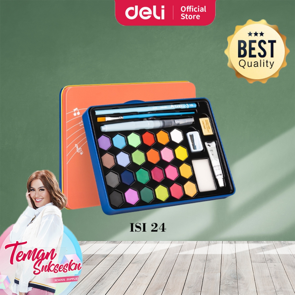 

Deli Solid Watercolor Paint / Set Cat Air 73936 isi 24/36