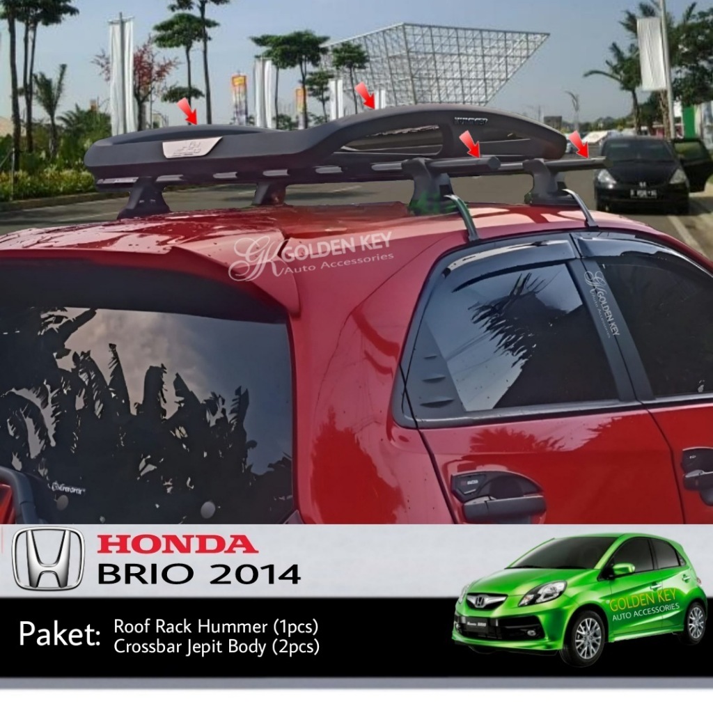 PAKET Brio 2014 Rack Hummer + Crossbar Jepit Body Rak Bagasi Atas Mobil