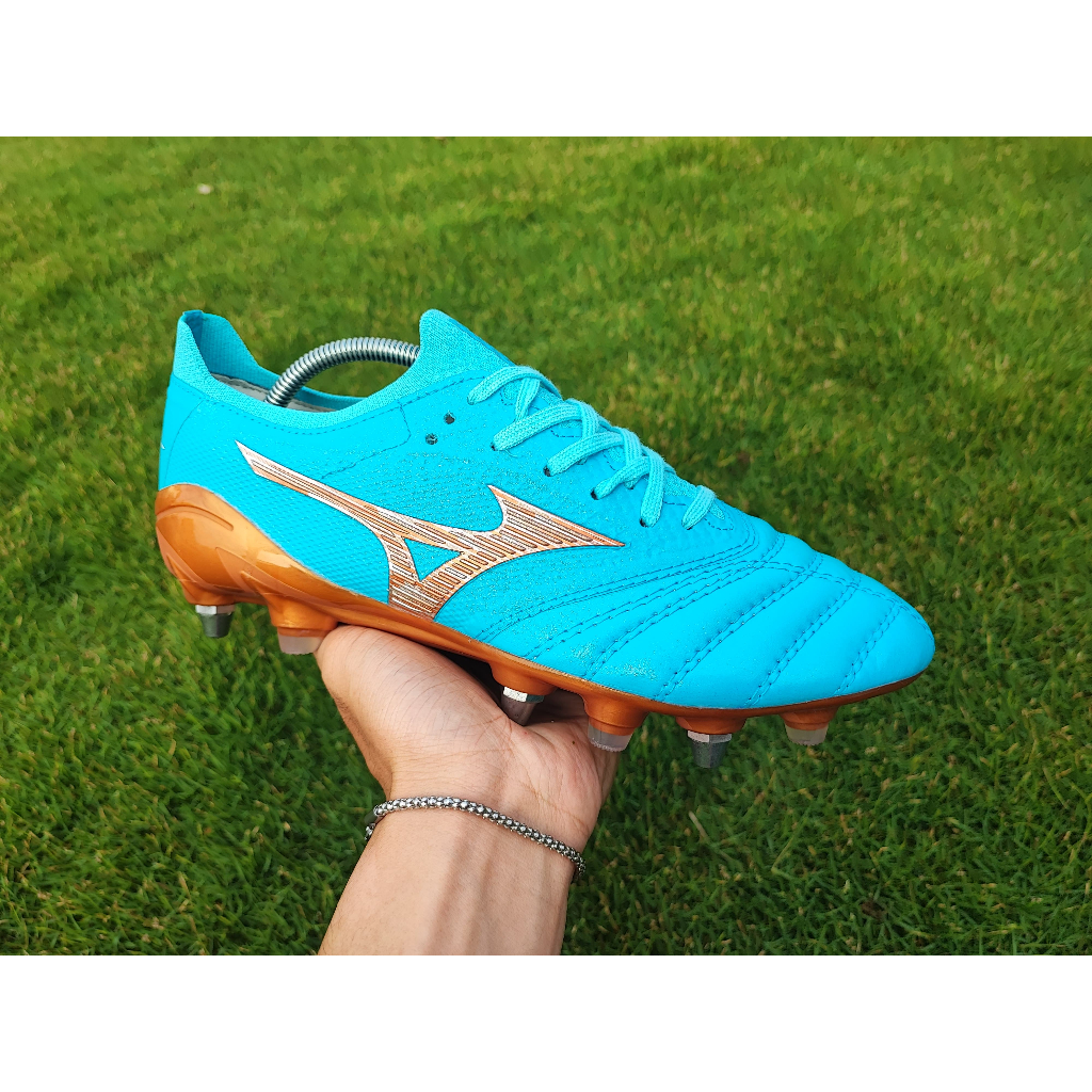 Sepatu Sepak Bola Soccer Mizuno Morelia Neo 4 IV Beta Made In Japan SG MIX sol pull tapak besi - Blu