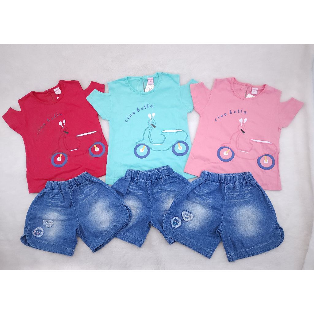 SET JEANS ANAK PEREMPUAN GAMBAR SKUTER (2 - 5 TAHUN)