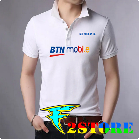Baju Kerah model Polo BANK BTN MOBILE FREE NAMA KCP KOTA ANDA F2ASTORE