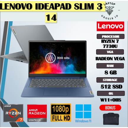 LENOVO IDEAPAD SLIM 3 14 RYZEN 7 7730U 8GB 512GB 14.0FHD IPS