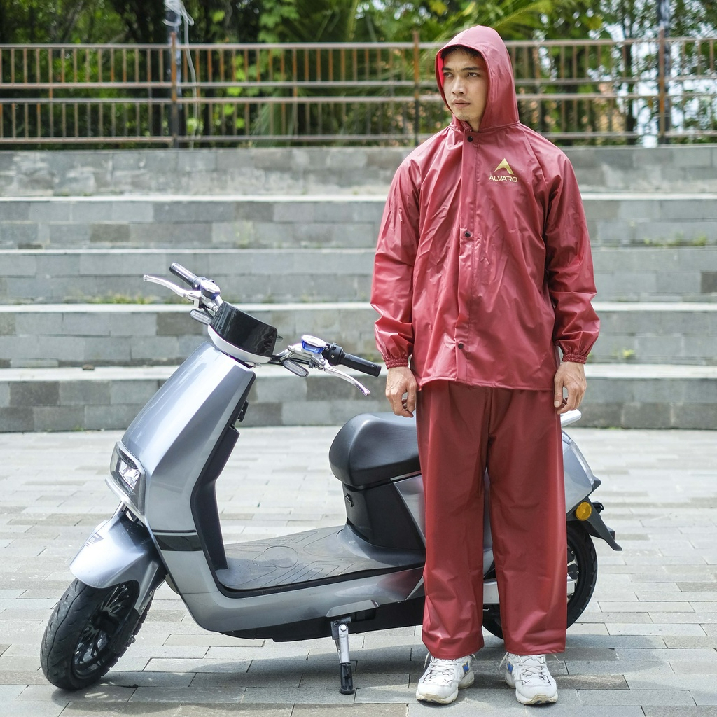 Raincoat ALVARO Series MAROON / Jas Hujan Pria Wanita ALVARO Original Mantel Hujan Cowok Cewek Jas U