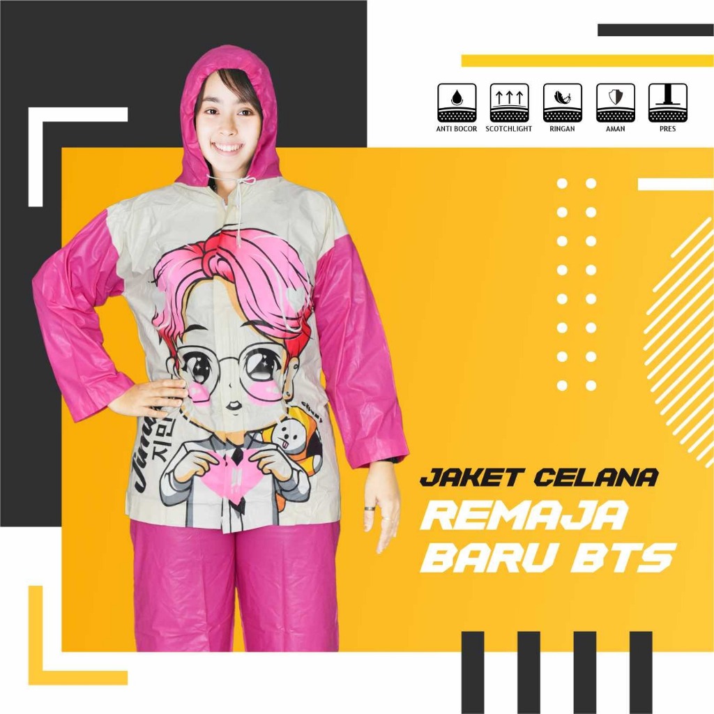 Jas Hujan Anak Remaja Indoplast STAR Setelan Jaket Celana Mantel Laki-laki Perempuan 8, 9, 10, 12, 1
