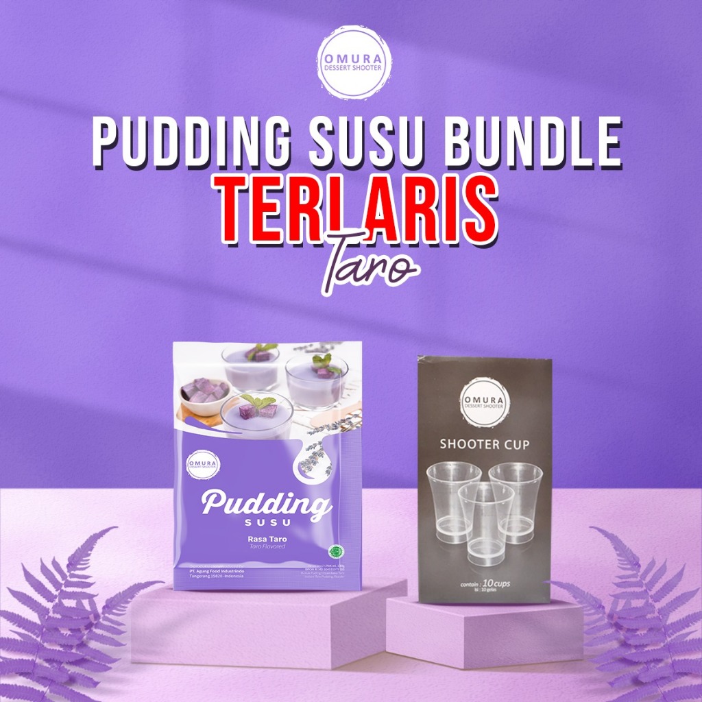 

[BUNDLE CUP] Omura Dessert Shooter Puding Susu Rasa Taro & Shooter Cup Gelas Pudding