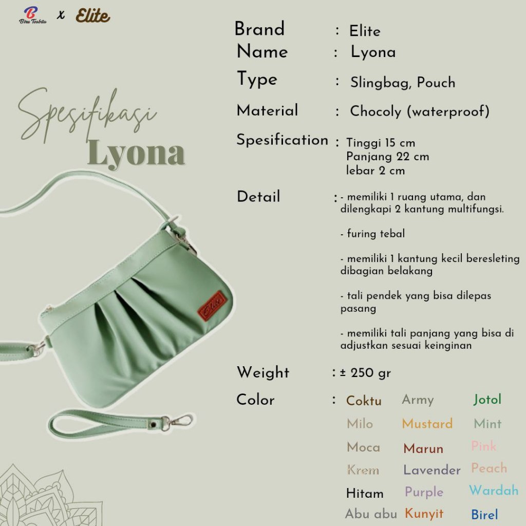 TAS SELEMPANG / SLING BAG LYONA BY BIRU TSABITA