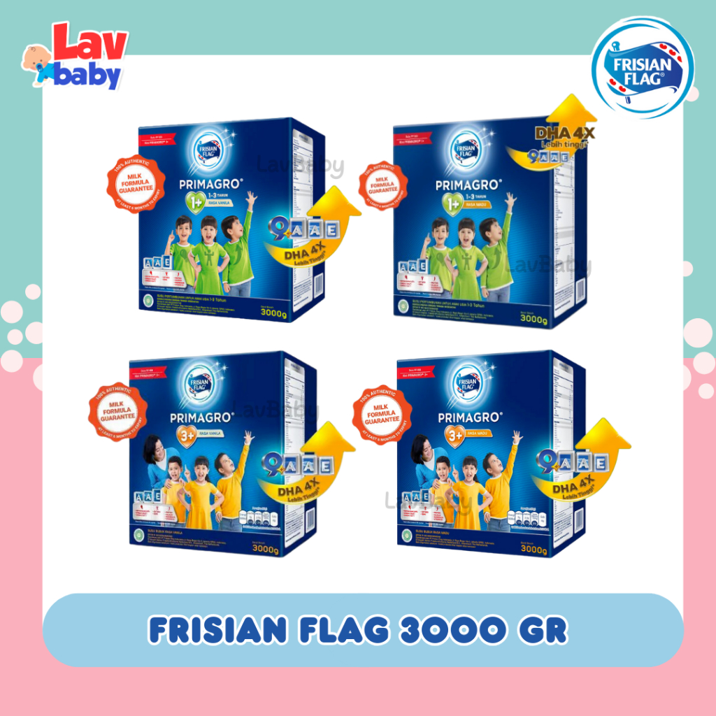 3KG - Frisian Flag Primagro 1+ 3+ Madu Vanila Vanilla Honey Susu Bubuk Anak