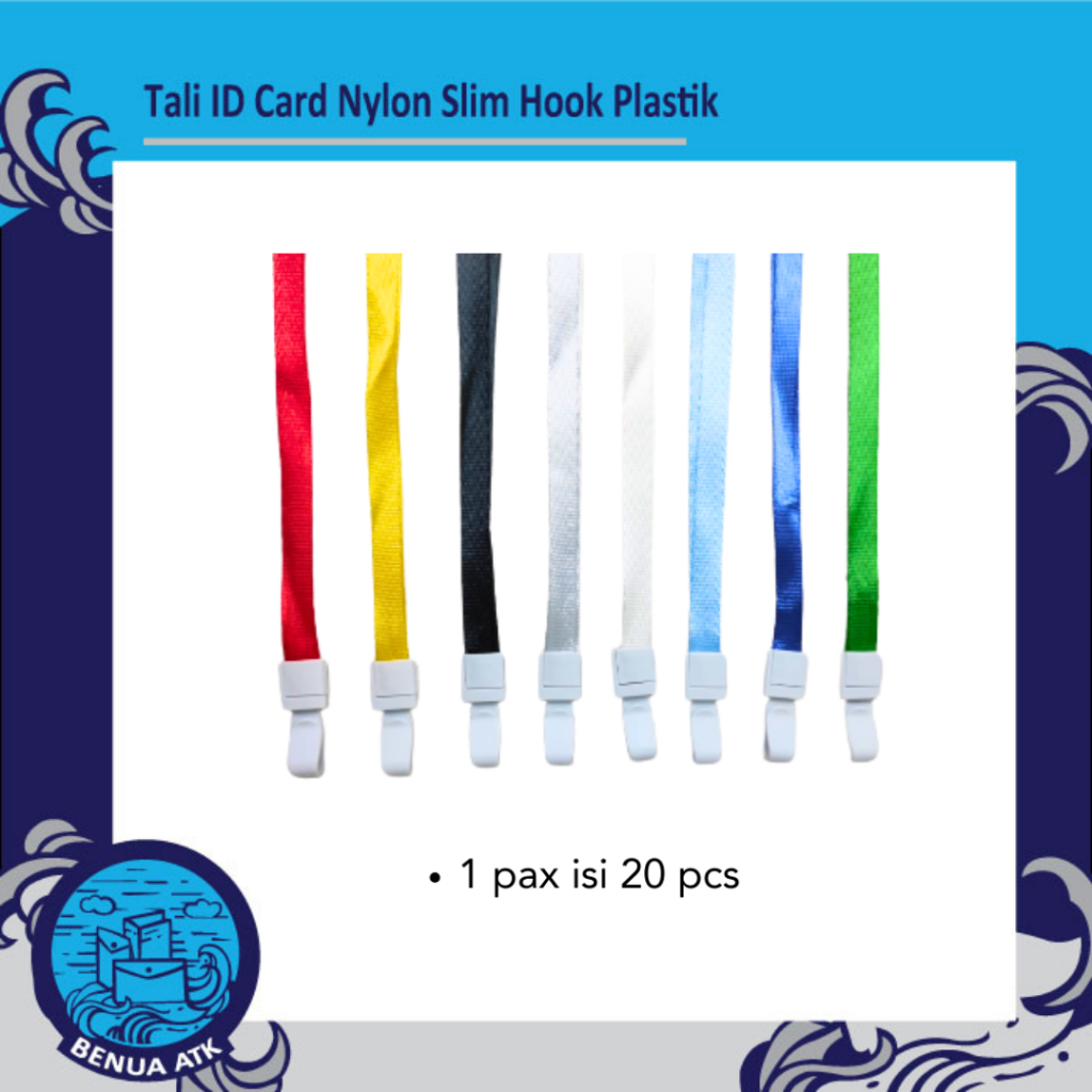 

Tali Name Tag Holder / Tali ID Card Nylon Slim Hook Plastik (isi 20pcs) - CBT-NYLK