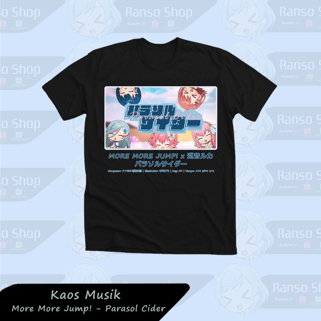 Ranso Baju More More Jump x Megurine Luka - Parasol Cider (パラソルサイダー) T-Shirt Kaos Musik Distro Anime