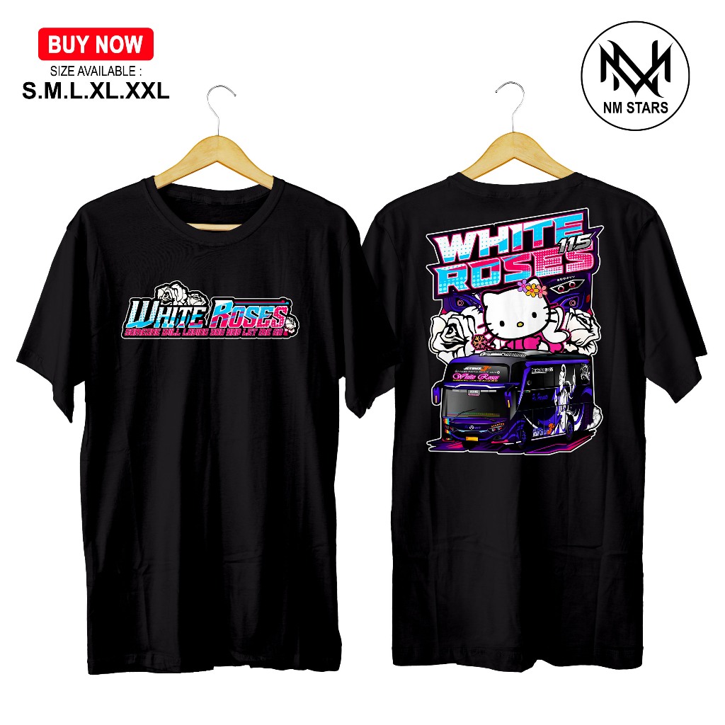 Kaos Bus White Roses JetBus3 - Kaos Bismania - Kaos Bus Spesial Edition - Kaos Busmania - Kaos Distr