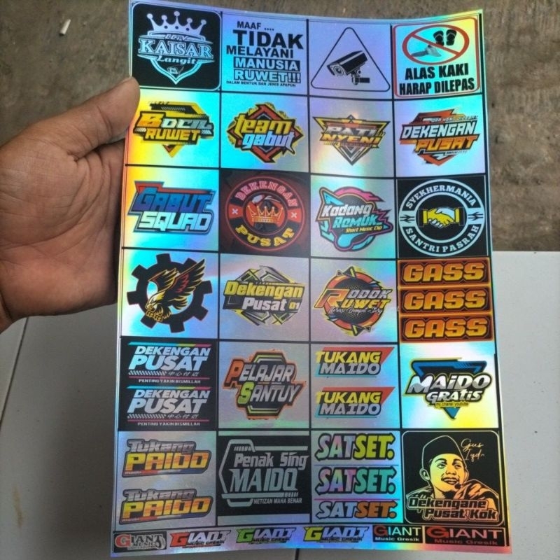 

Stiker kata kata campur 1 lembar bahan hologram