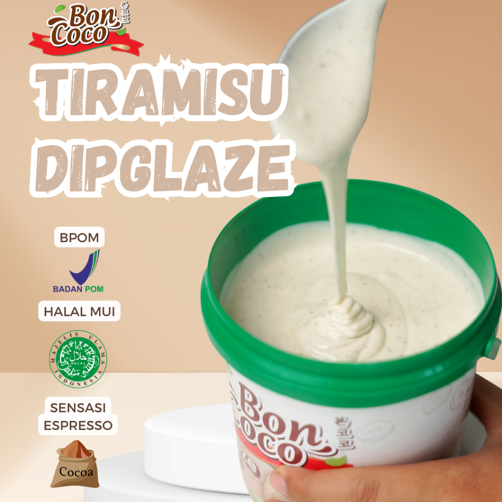 

Boncoco Tiramisu Dipglaze 1 KG (Topping Donat Rasa Tiramisu)