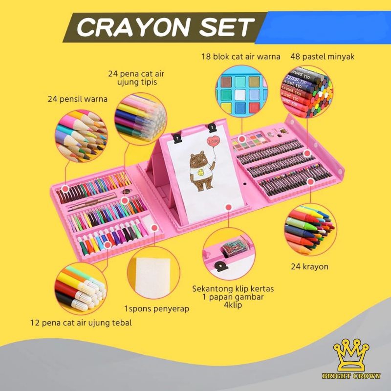 

Crayon Pensil Warna / Bright Crown Pensil Warna Crayon Set Isi 150pcs/ Set Crayon Warna Untuk