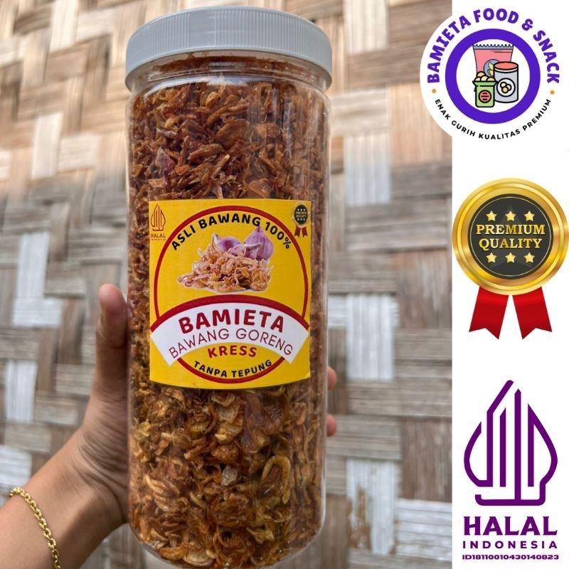 

Bawang Goreng ASLI 100% Premium Kriuk ukuran XL (Toples 1300ml) Murni Tanpa Campuran