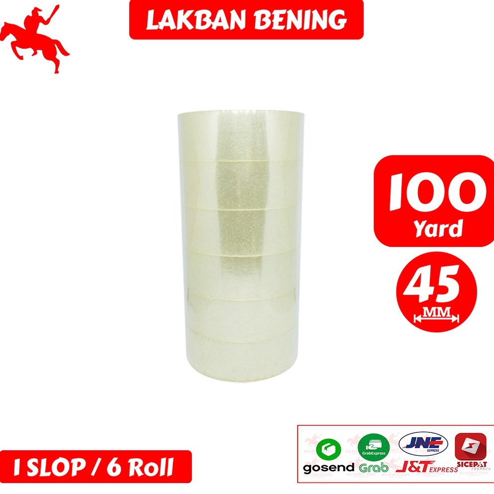 

HEMAT PROMO✅ Lakban OPP Tape / Lakban Bening KSATRIA Tape 100 Yard (1 Slop)