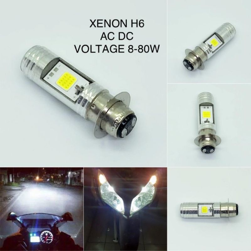 LAMPU LED DEPAN H6 BOHLAM LED 2 SISI AC DC UNTUK MOTOR MIO, BEAT, VARIO, SUPRA, DLL