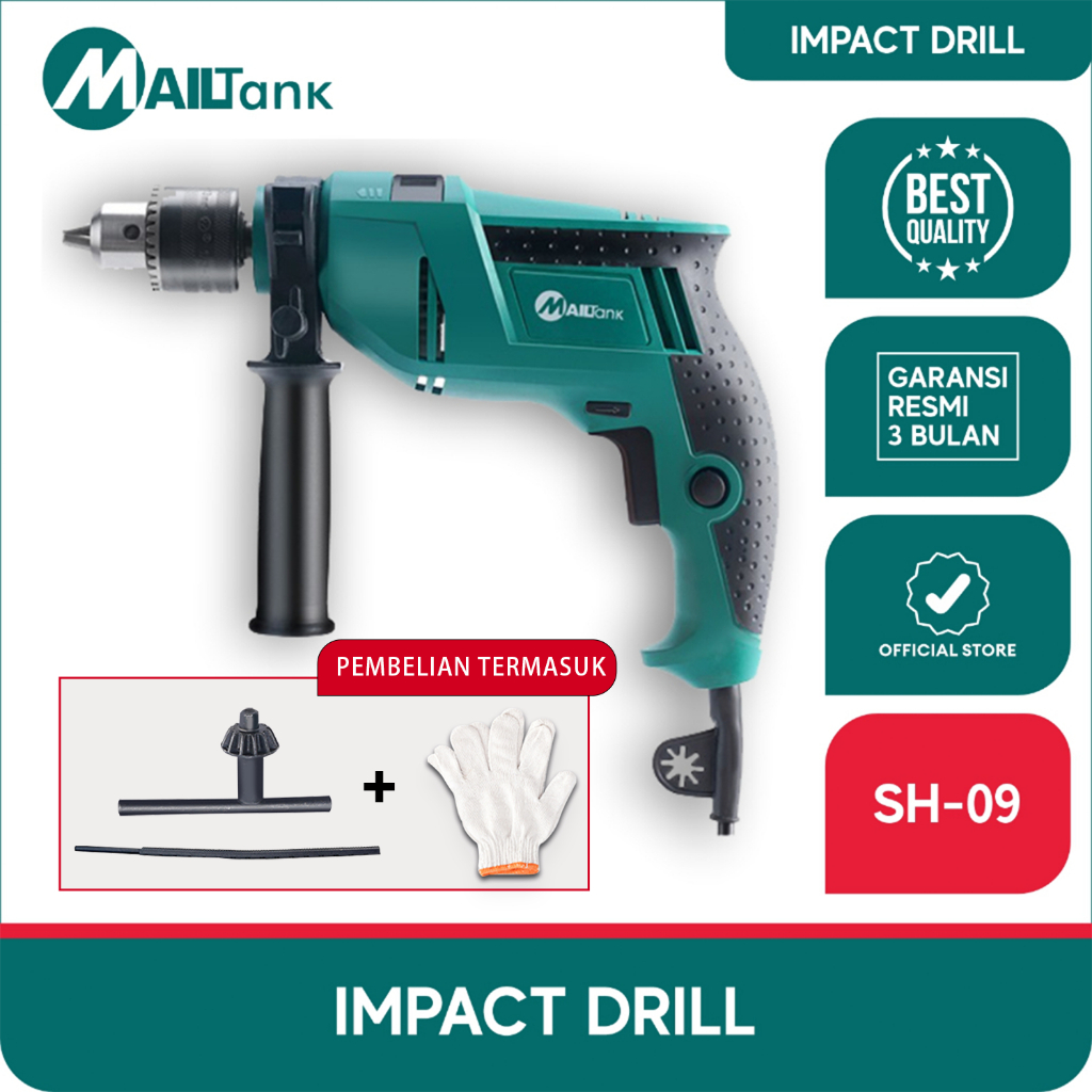 Mailtank SH09 Mesin Bor Impact 580W Impact Drill 13mm Bor Power Kuat Untuk Bor Tembok Beton Besi Kay