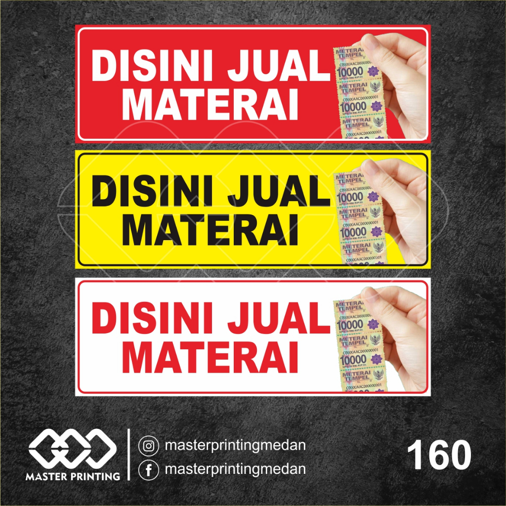 

160 - Stiker Di Sini Jual Materai, Sticker Vinyl, Premium, Tahan Air, Termurah, dan Bisa Custom