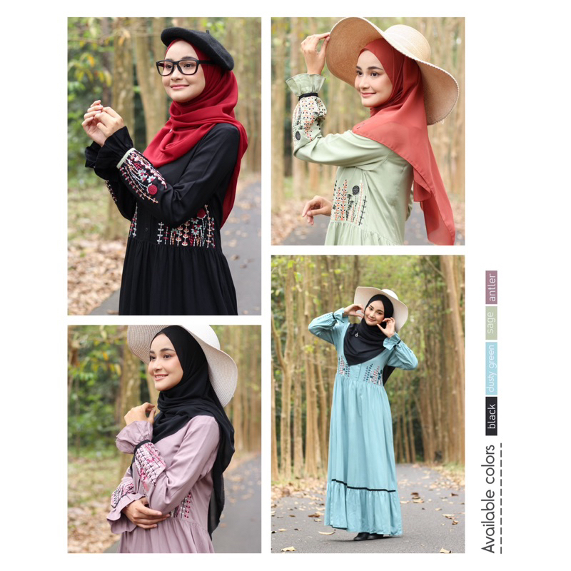 sale dannis 30% / A230208 / abaya dewasa / gamis rayon / gamis hitam / gamis hijau / baju muslim per