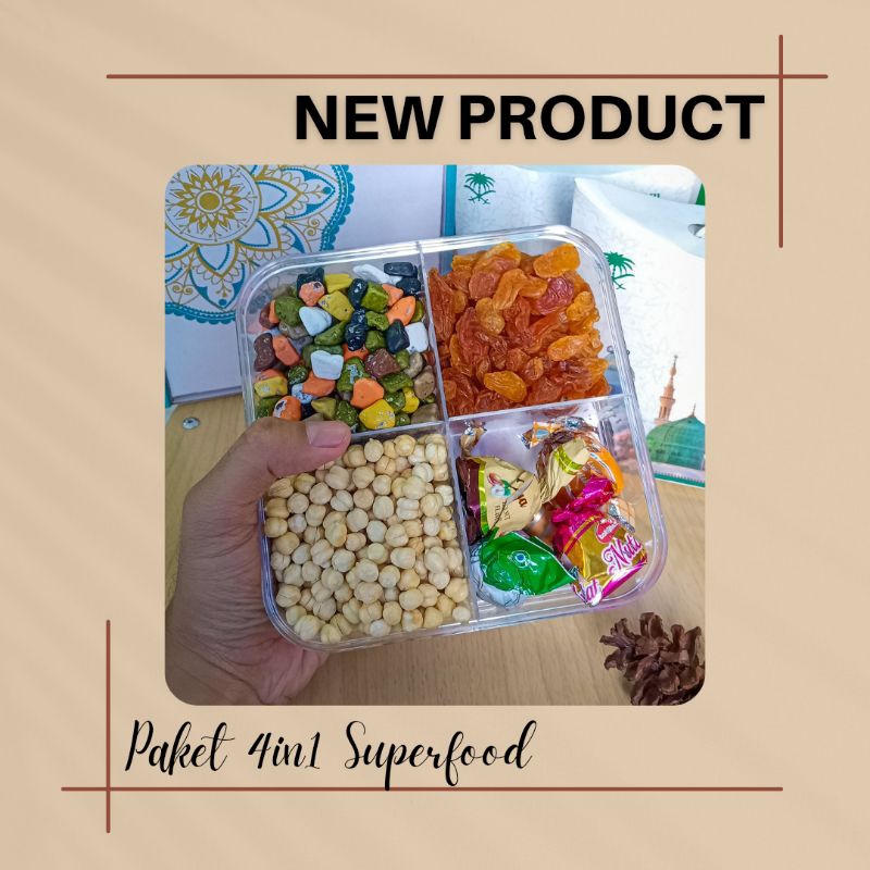 

Paket 4in1 Superfood | Cokelat Arab | Cokelat Kerikil | Kacang Arab | Kismis