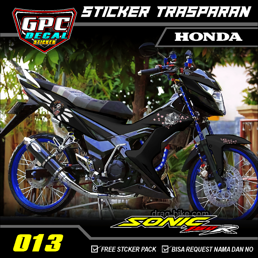 STRIPING TRANSPARAN SONIC 150R VARIASI GRAFIST SAMURAI SIMPEL KEREN GPC DECAL O13