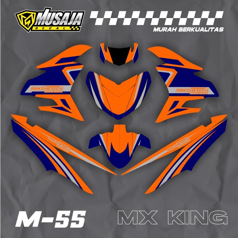 Decal Mx king Hitam orens biru Fullbody - dekal striping mx king full body