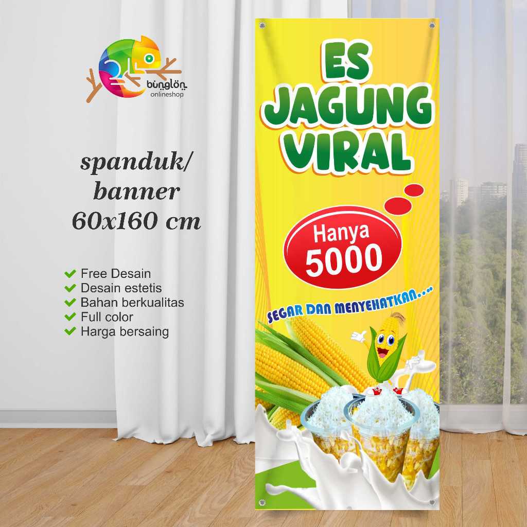 Spanduk Banner 60x160 Es Jagung Viral Custom