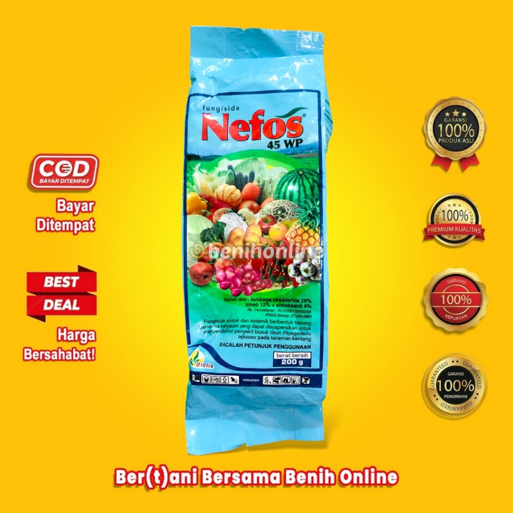 FUNGISIDA NEFOS 45 WP 200 GRAM BIOTIS Tembaga oksiklorida 29% zineb 12% simoksanil 4%