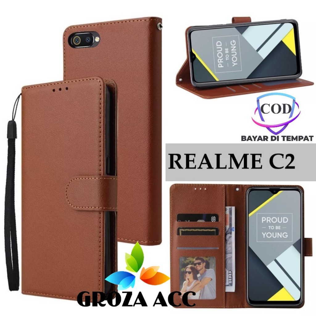 Flip Case REALME C2 Case Wallet Kulit Casing Dompet Case Wallet Leather Flip Case REALME C2 Casing h