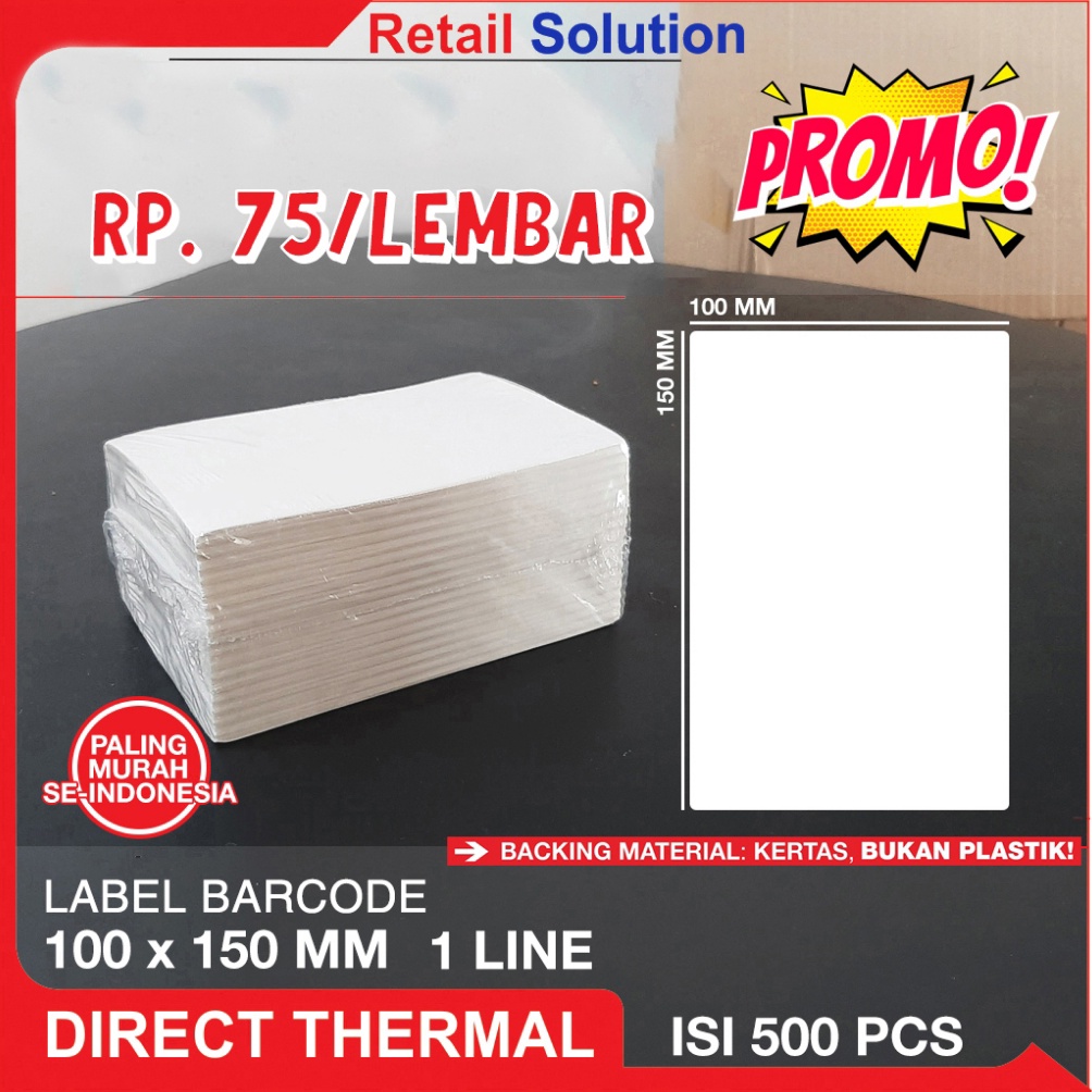 

9.9 FLASH SALE Label Thermal Resi Stiker 100x150 mm / 100 x 150 mm / 100x150mm ZIGZAG