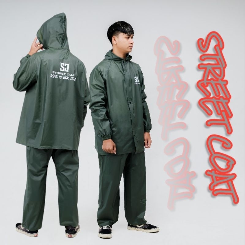 Jas Hujan Hoodie Set Pria Wanita STREET COAT doble press sealer