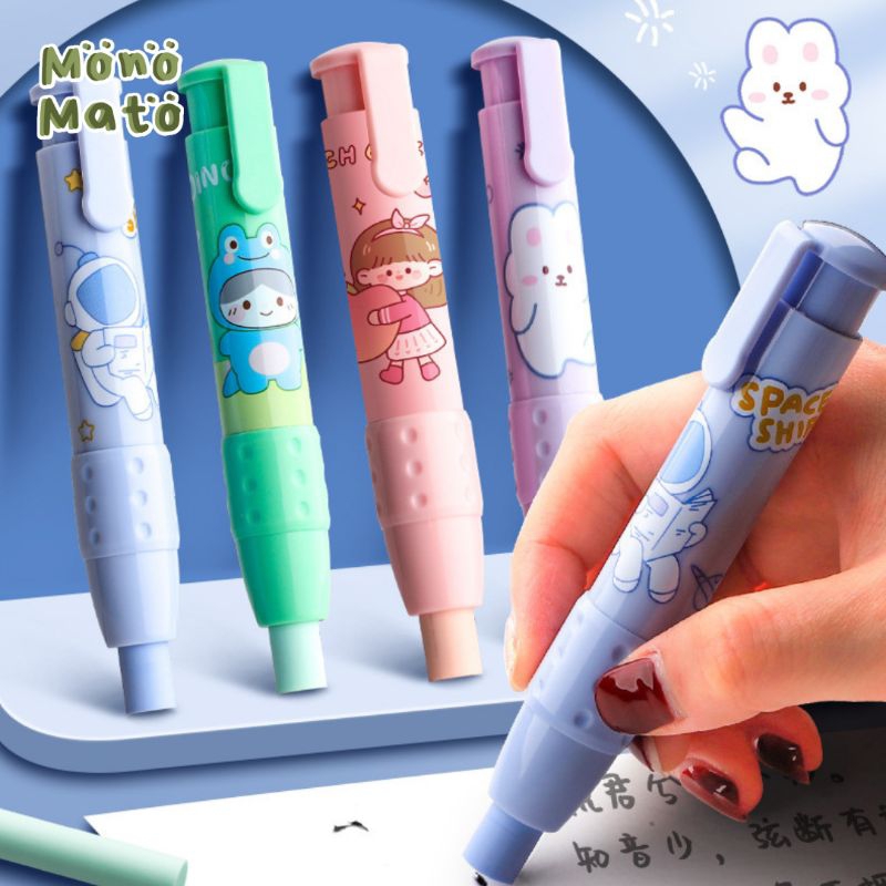 

MONOMATO - PENGHAPUS MEKANIK KARTUN / PENGHAPUS PENSIL KARAKTER LUCU REFILL MECHANICAL ERASER