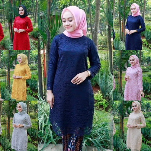 Promo atasan Kebaya Brokat / Kebaya Tunik / kebaya brukat tunik / Kebaya Longcape dengan Warna NAVY