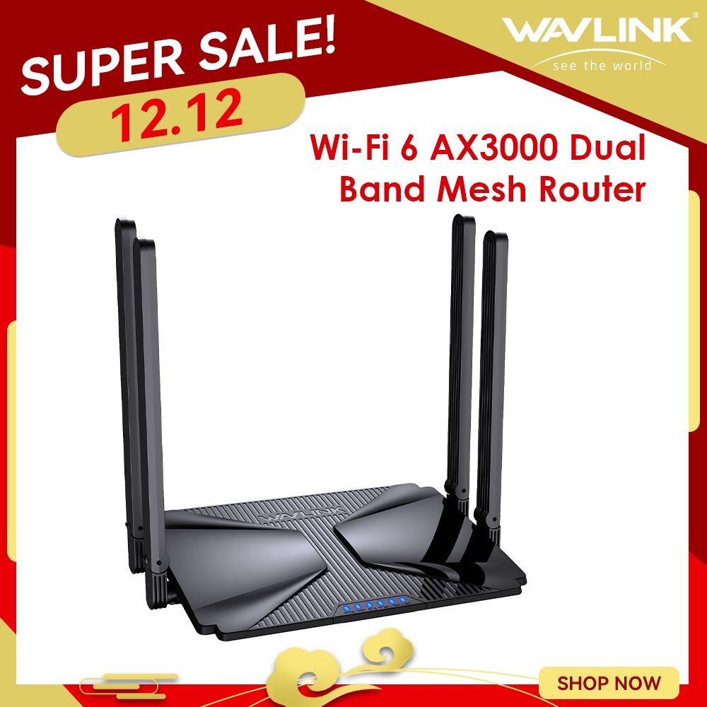 Wavlink Wi-Fi 6 AX3000 Dual Band Mesh Router, 802.11ax Wireless Gigabit Router for Gaming and VR, Ev