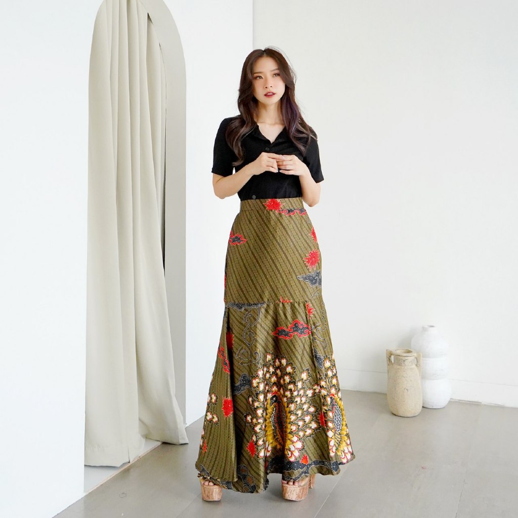 ESA612 ROK BATIK SATIN/ROK BATIK PREMIUM/BAWAHAN PANJANG WANITA WISUDA PESTA LONG PARTY SKIRT
