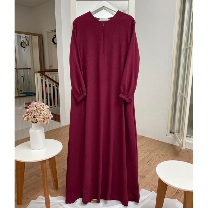 KEERAN DRESS GAMIS SYARI POLOS / GAMIS WANITA TERBARU TERLARIS-Marun