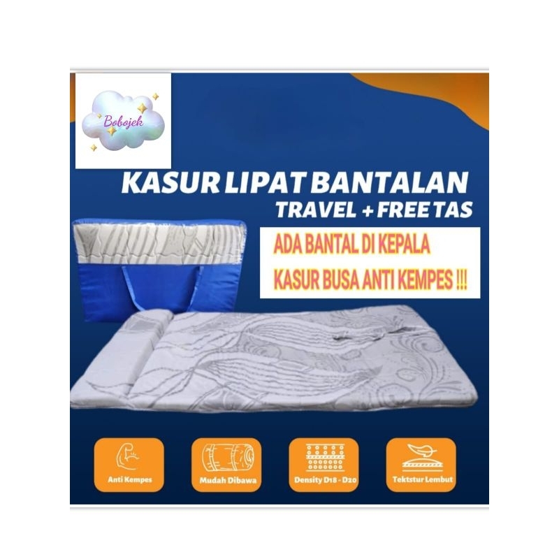 KASUR LIPAT BANTALAN BUSA PREMIUM ANTI KEMPES BONUS TAS KASUR / KASUR TRAVEL / KASUR BUSA GULUNG LAN