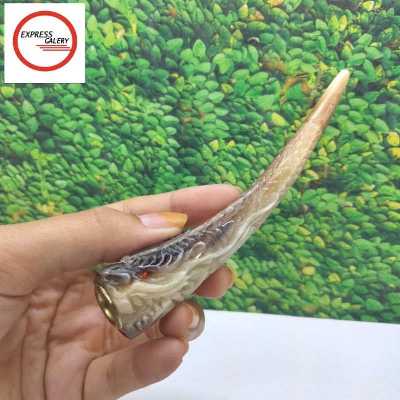 once padutan tanduk kerbau bule ukir naga B56