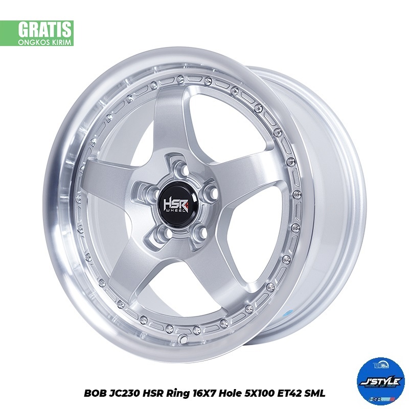 Velg HSR Terbaru Ring 16X7 Hole 5X100 ET42 Silver Machine Lips BOB
