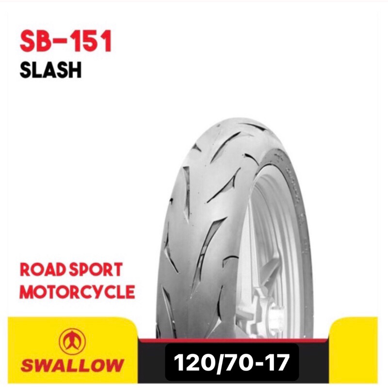 BAN LUAR MOTOR SWALLOW SLASH SB-151 RING 17 UK 120/70 110/70 TUBELESS SOFT COMPOUND