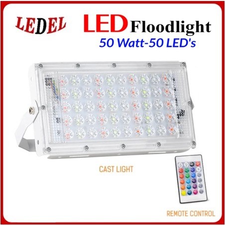 Lampu tembak sorot slim 50W / Lampu Hias / LED Module / model smg 50 watt warna warni rgb remote control waterproof LED Flood light
