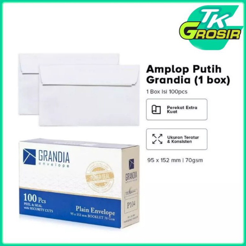 

6.6 SALE 100 Lembar Amplop Putih Grandia 104 Polos/Amplop Polos 1Box/Amplop