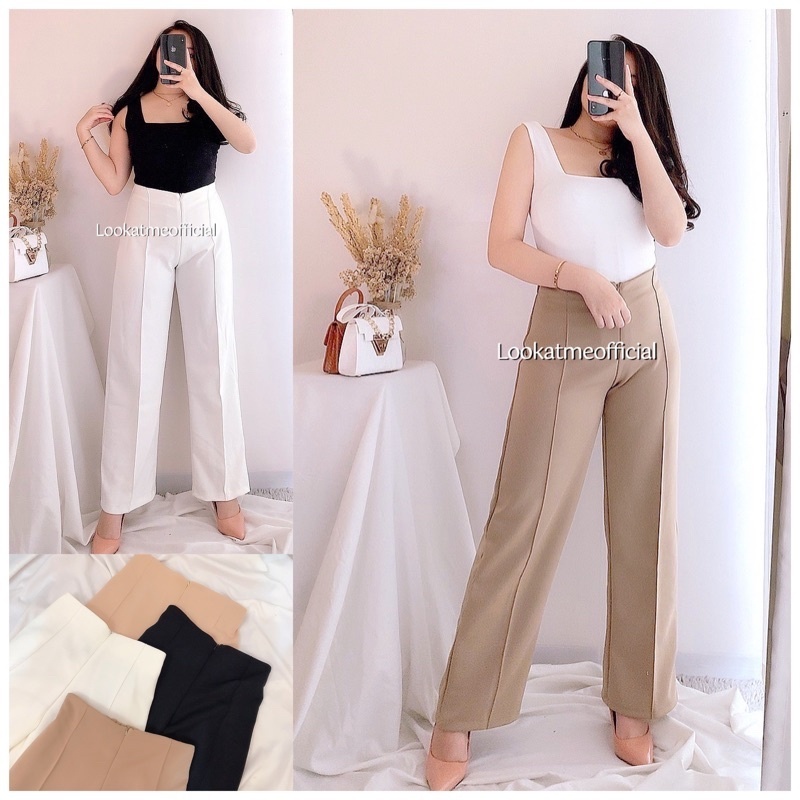 Celana wanita kulot scuba Highwaish HW irene / celana kulot cubit scuba premium